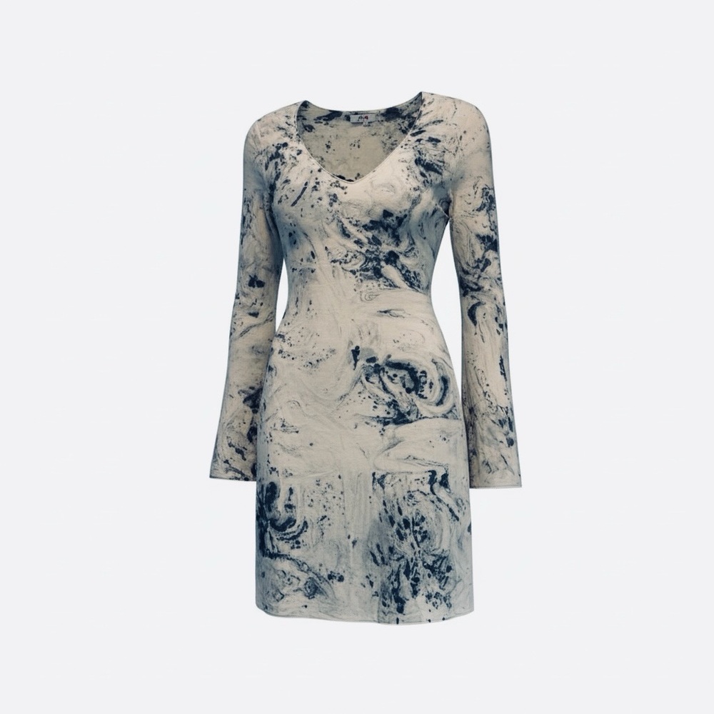 Michelle Jonas Blue and Cream Comfy‎ Soft Dress